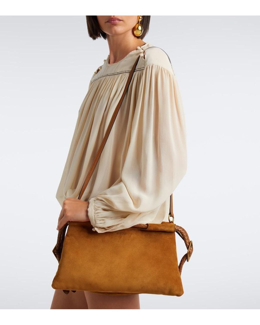 Isabel Marant Brown Pipa Medium Suede Top-Handle Bag