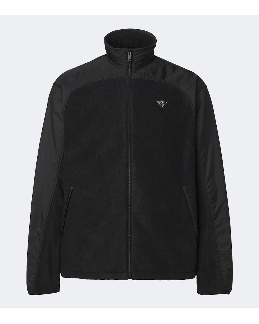 Prada Black Re-Nylon And Fleece Jacket for men