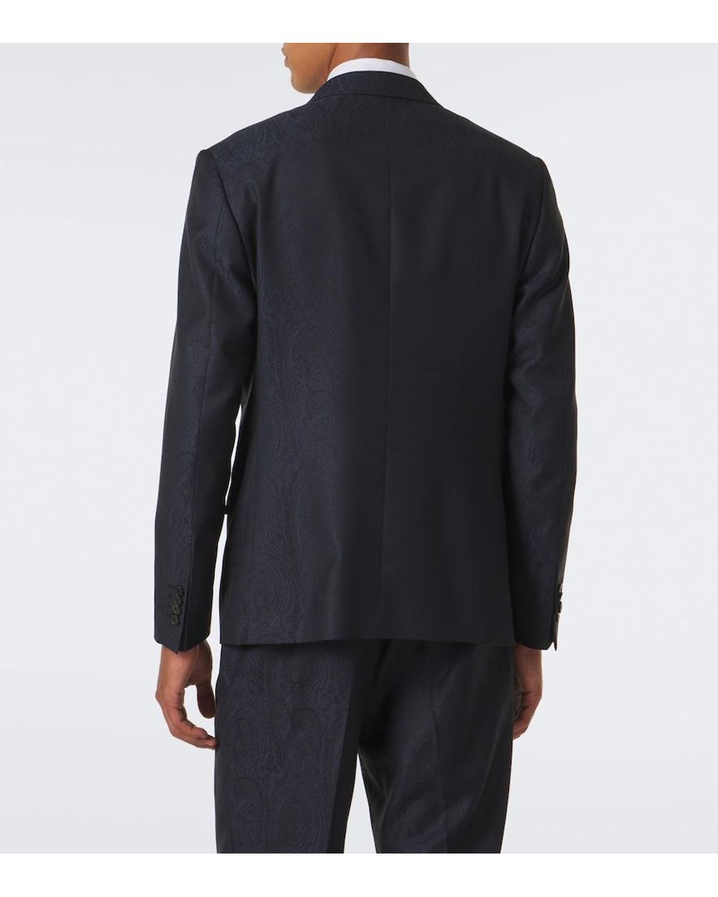 Etro Blue Wool Jacquard Blazer for men