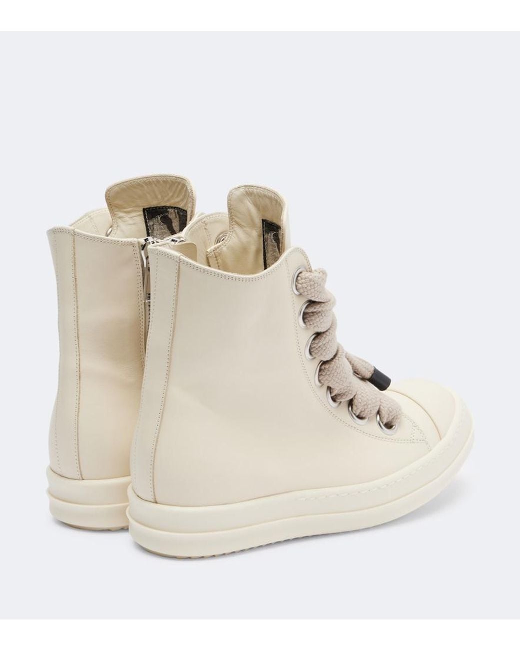 Rick Owens Natural Jumbolace Leather Sneakers