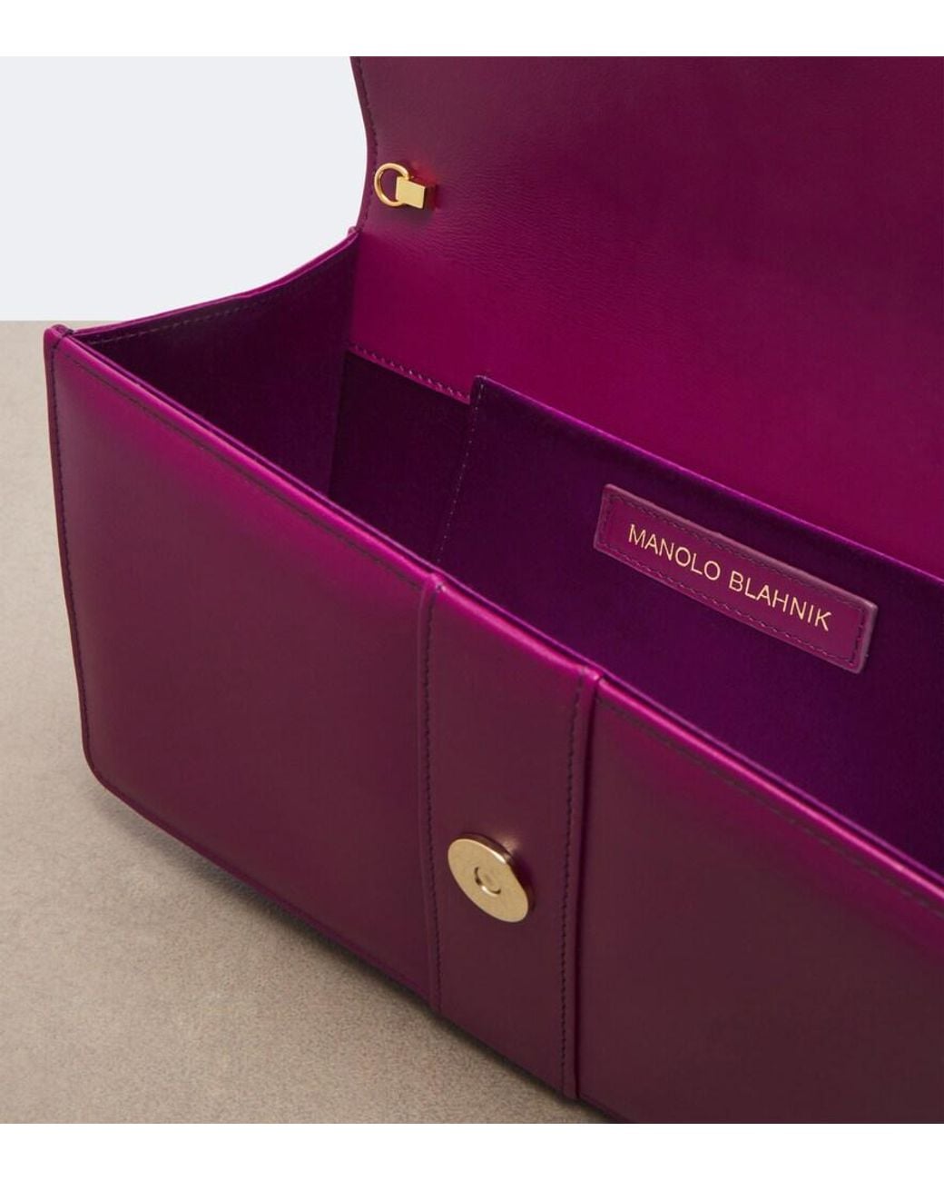 Manolo Blahnik Purple Maycap Leather Clutch