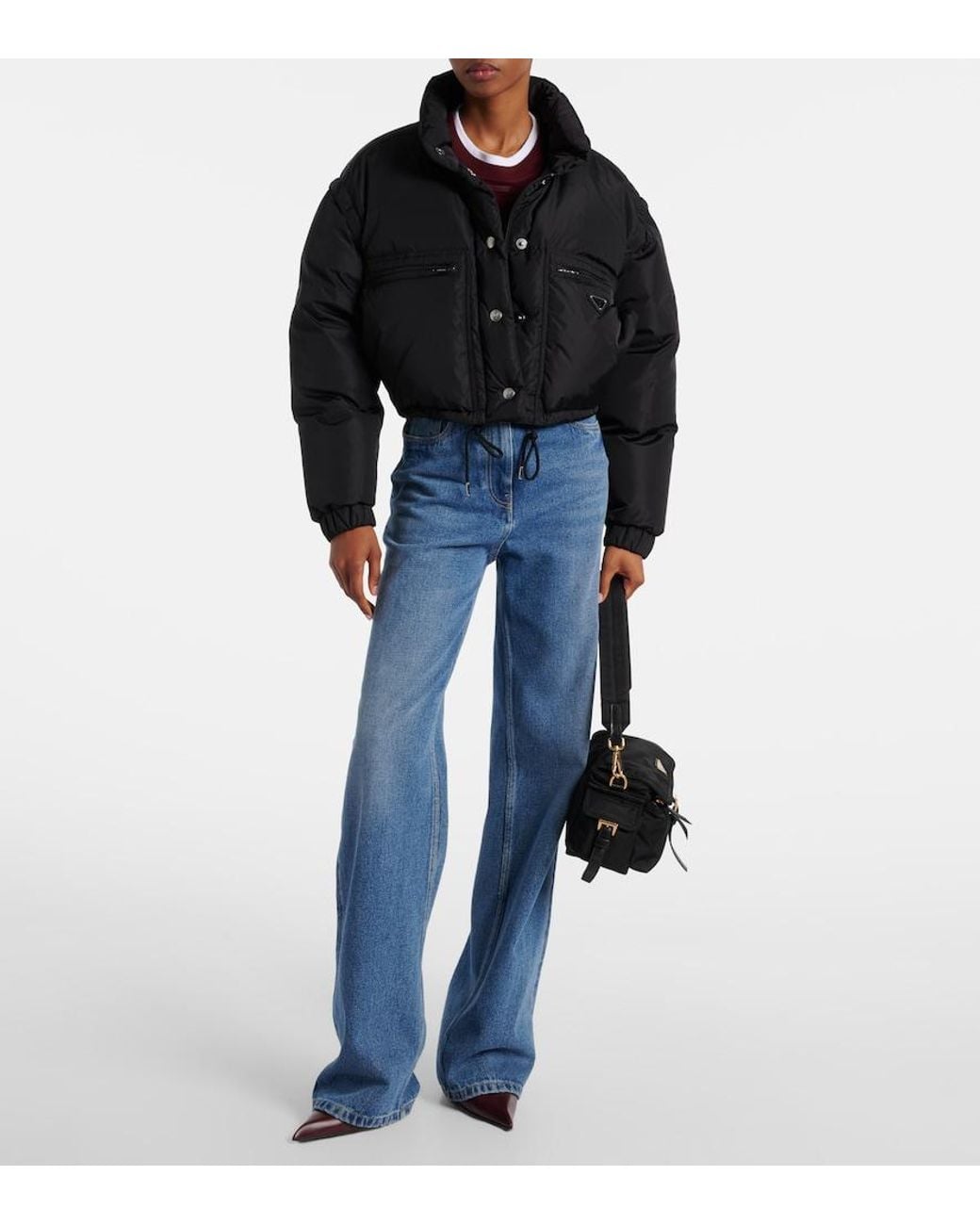 Prada Black Re-Nylon Cropped Down Jacket