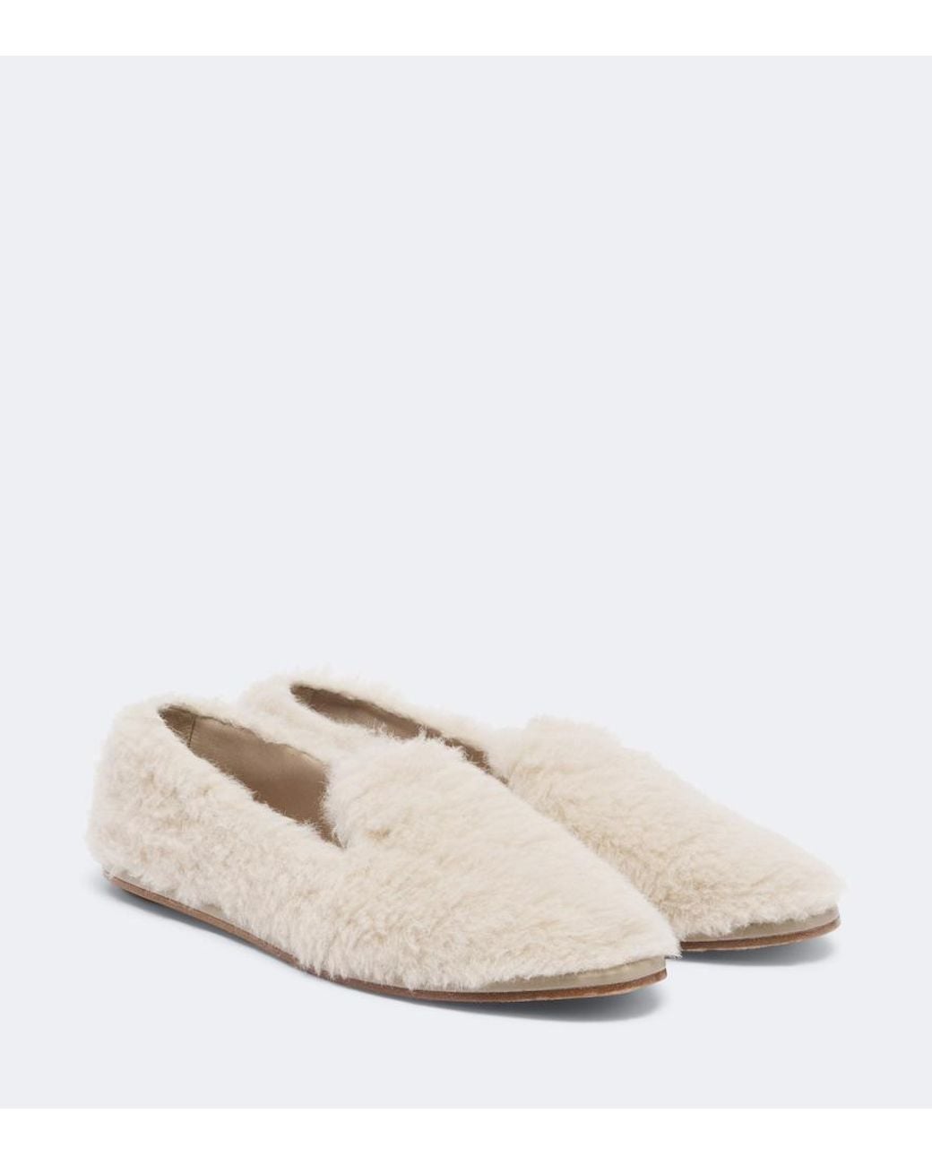 Max Mara White Shearling Loafers