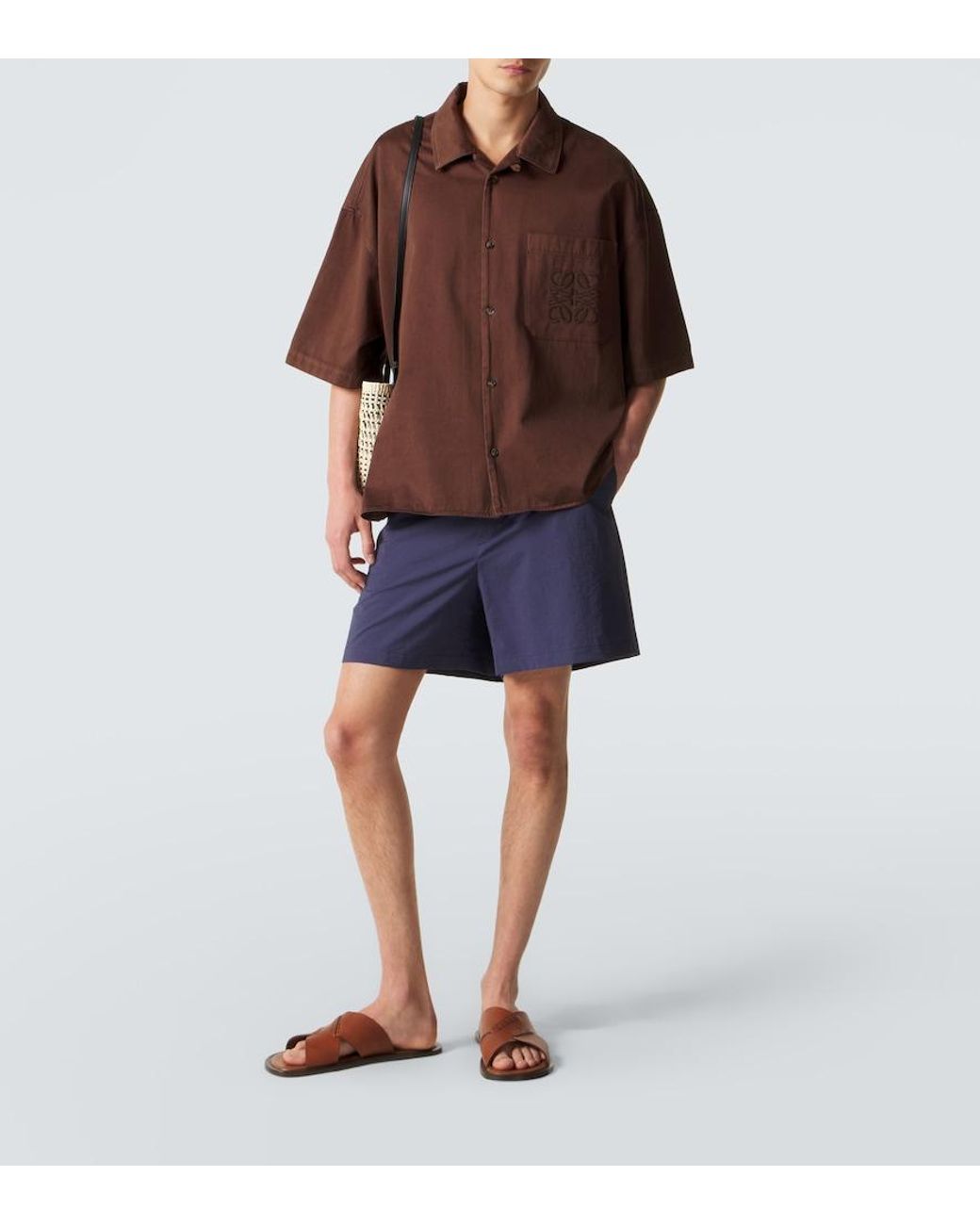 Loewe Blue Paula's Ibiza Cotton-Blend Poplin Shorts for men