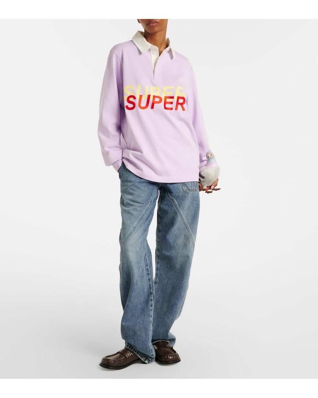 J.W. Anderson White Printed Cotton Polo Sweater
