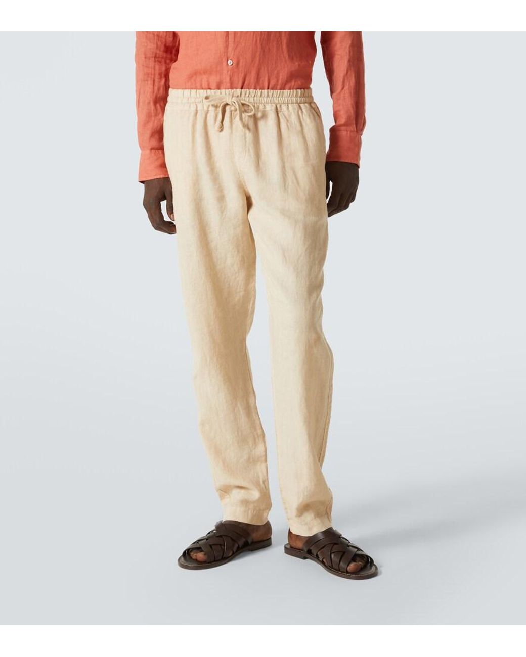 Pantalones Rectos De Lino Fedeli de hombre de color Natural