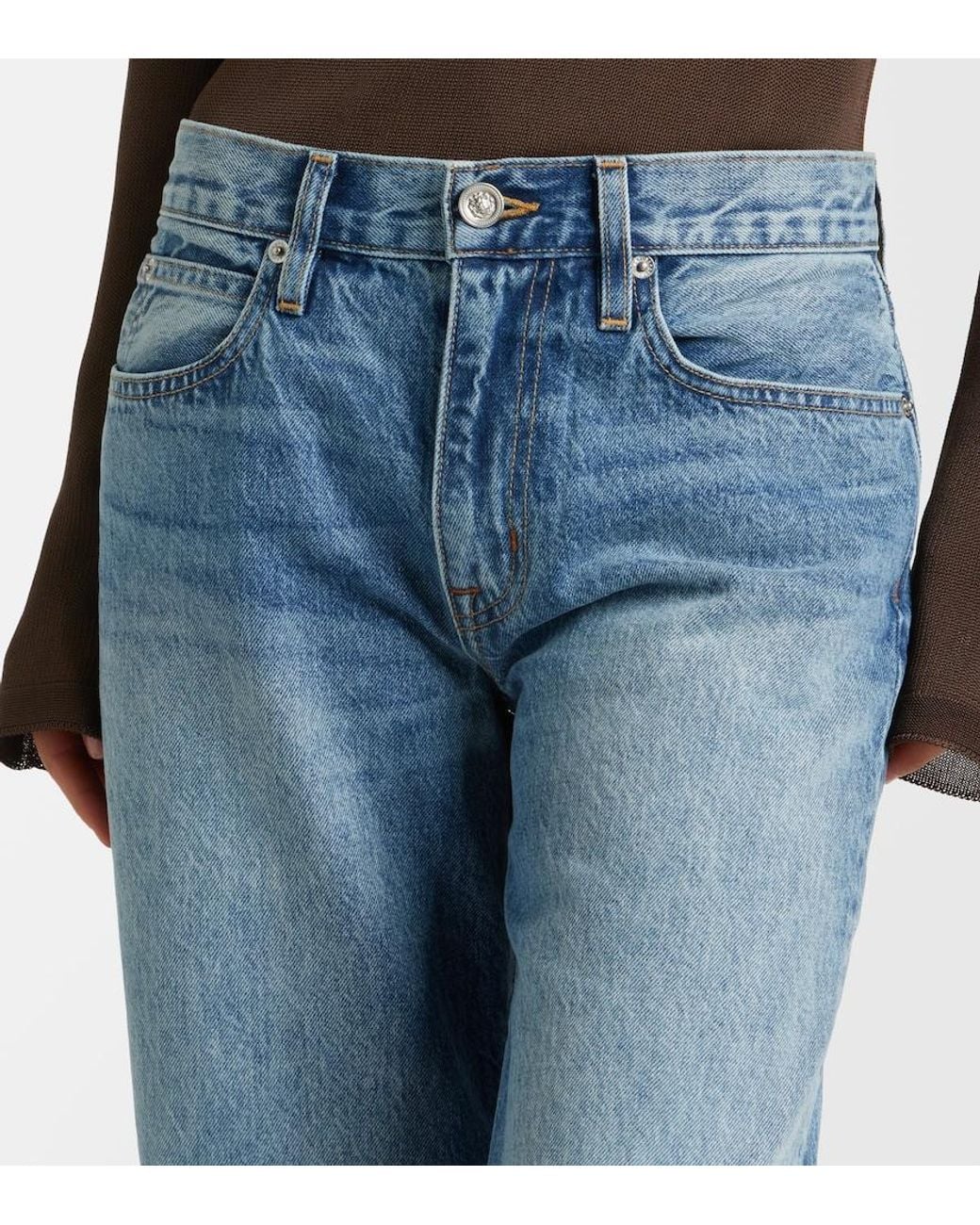 SLVRLAKE Denim Blue Hunter Cropped Straight Jeans