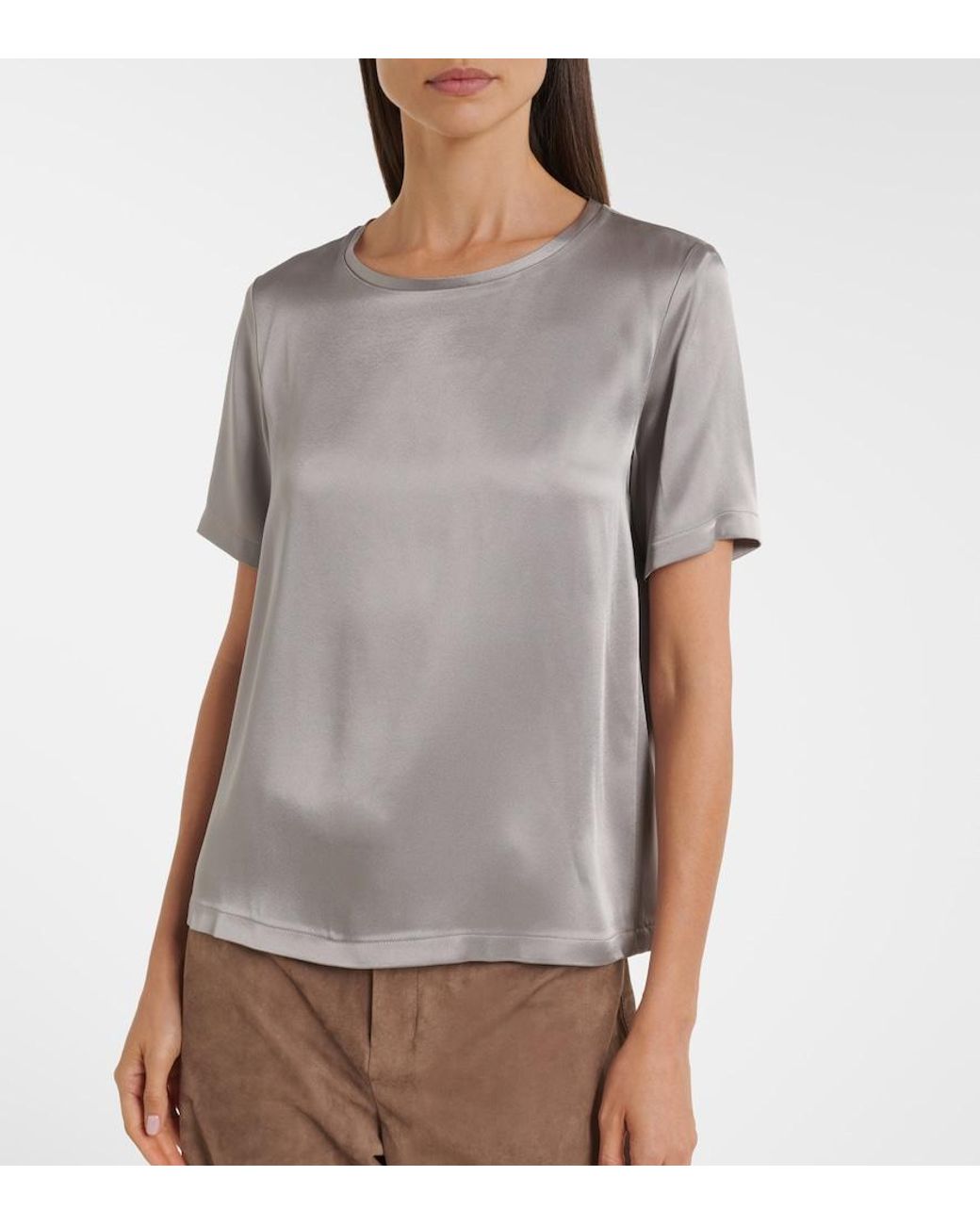 Max Mara Gray Satin T-Shirt