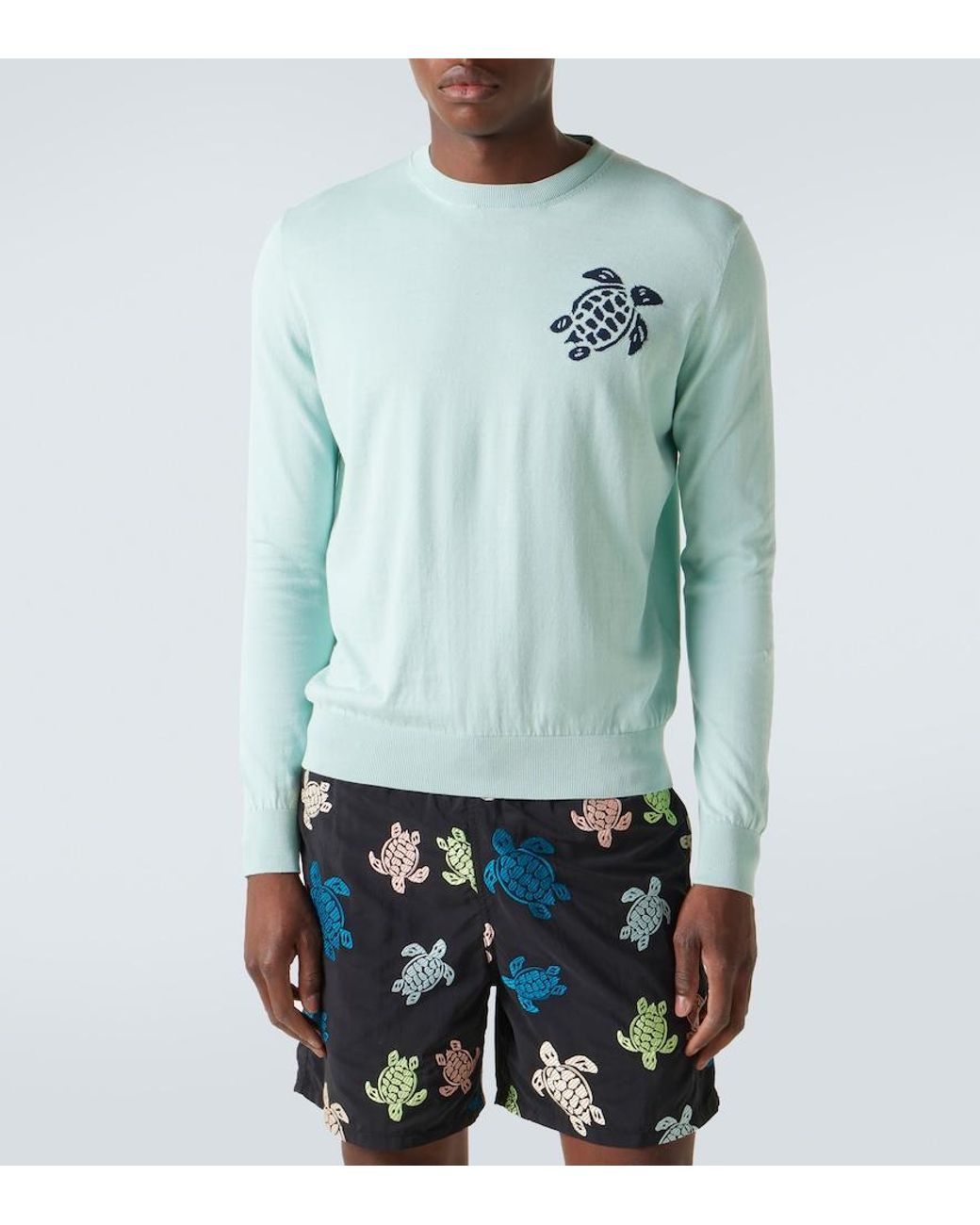 Vilebrequin Blue Jacquard Cotton Sweater for men