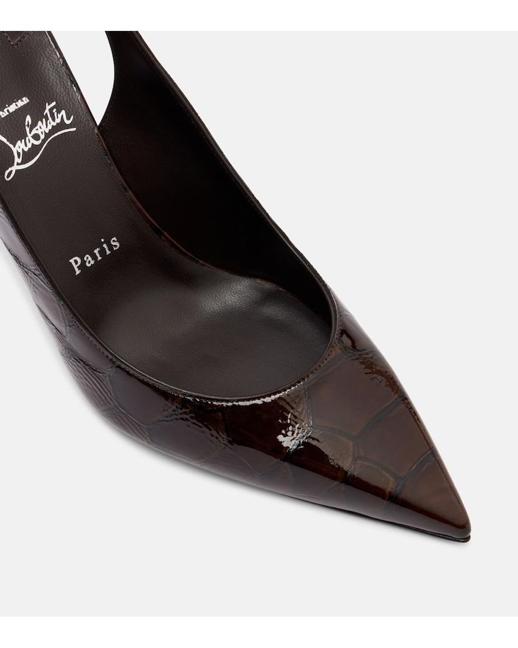 Christian Louboutin Black Condora 85 Croc-Effect Slingback Pumps
