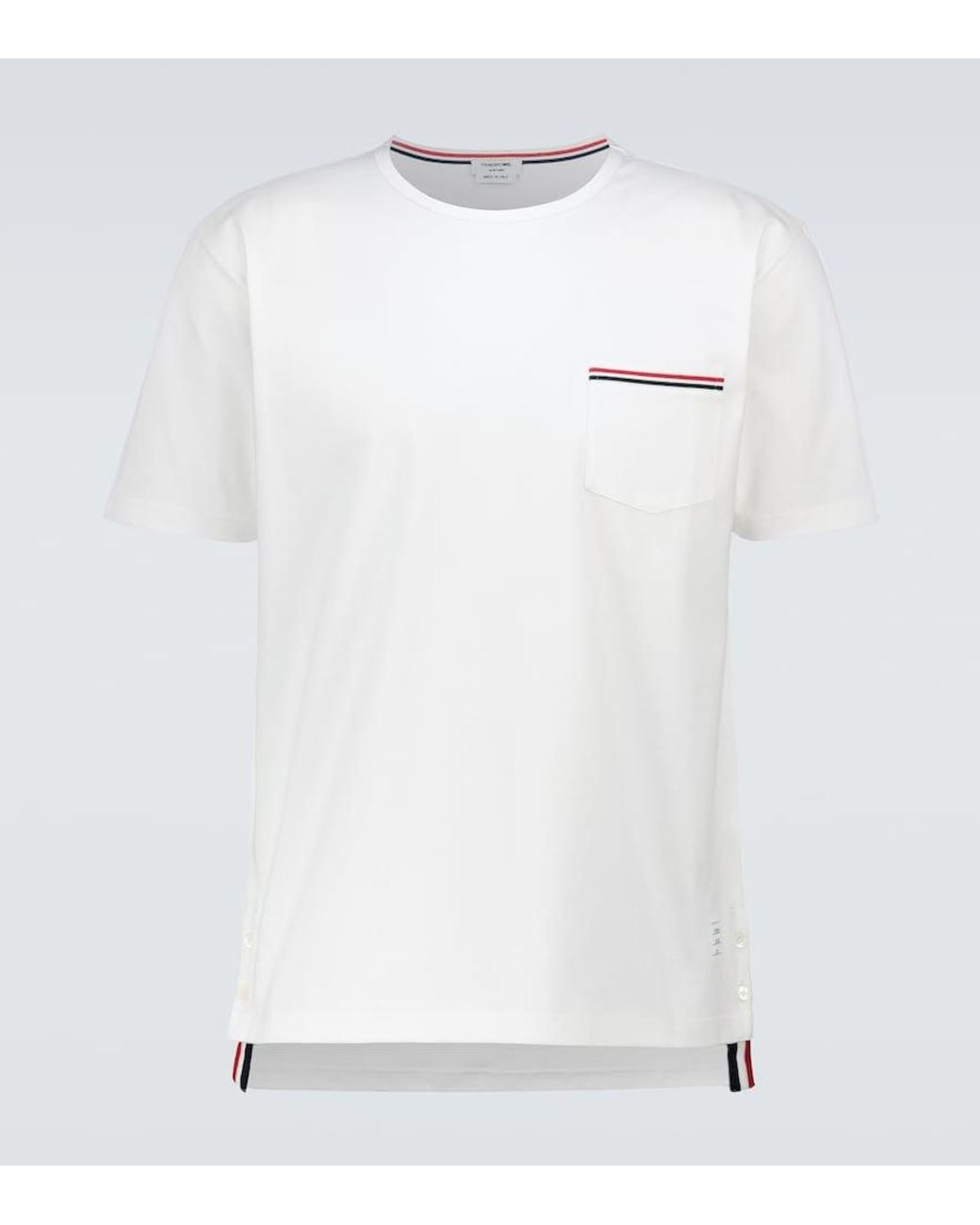 Thom Browne White Short-Sleeved Cotton T-Shirt for men