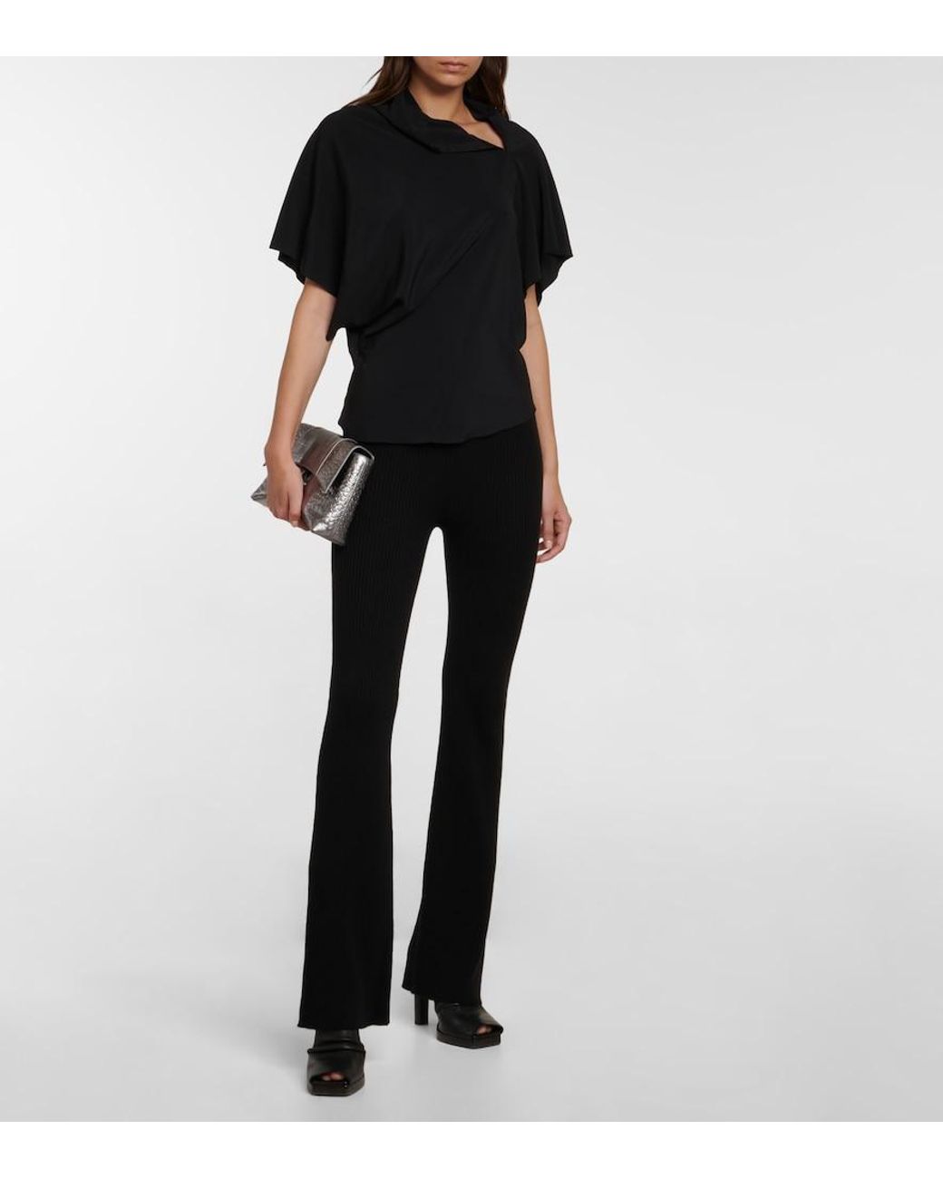 Rick Owens Black Rib-Knit Wool-Blend Pants