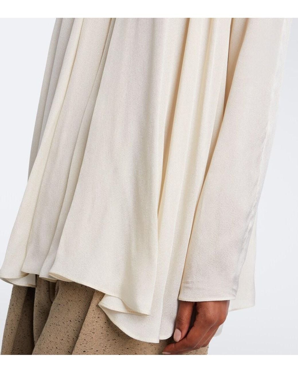 Agnona White Draped Satin Blouse