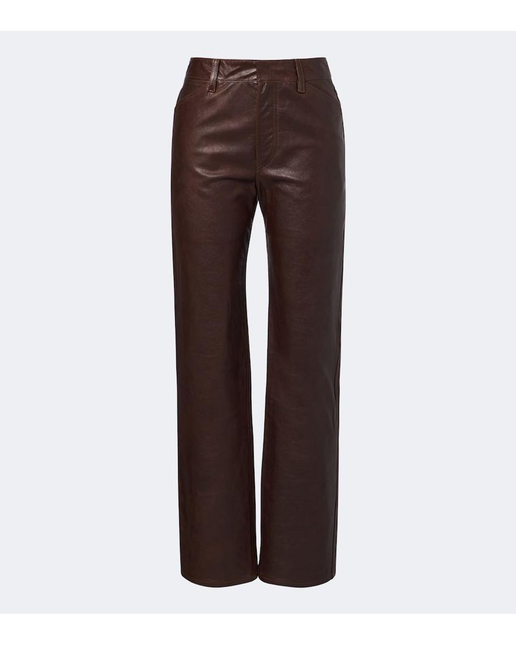 Lemaire Brown Leather Straight Pants