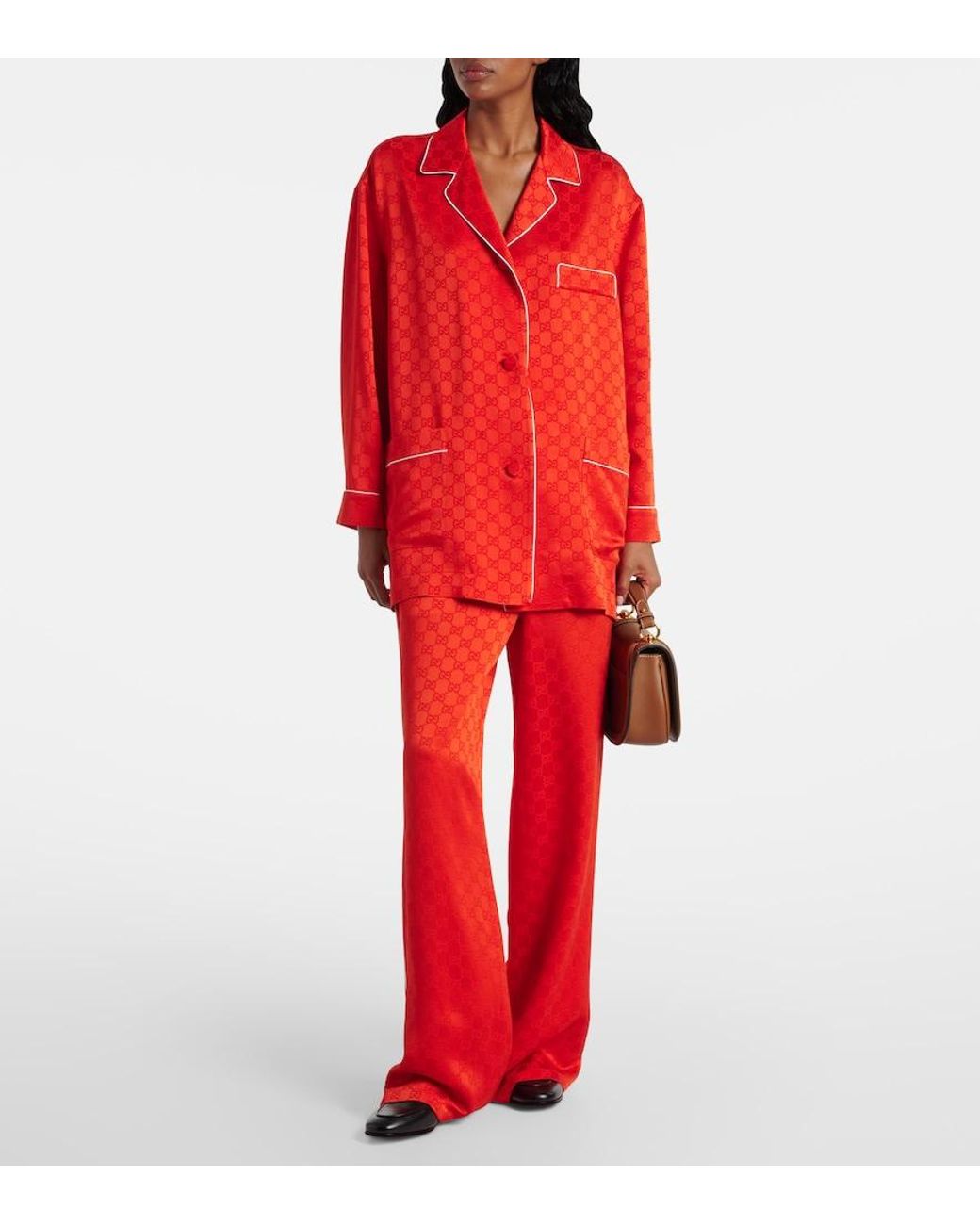 Gucci Red Gg Satin Shirt