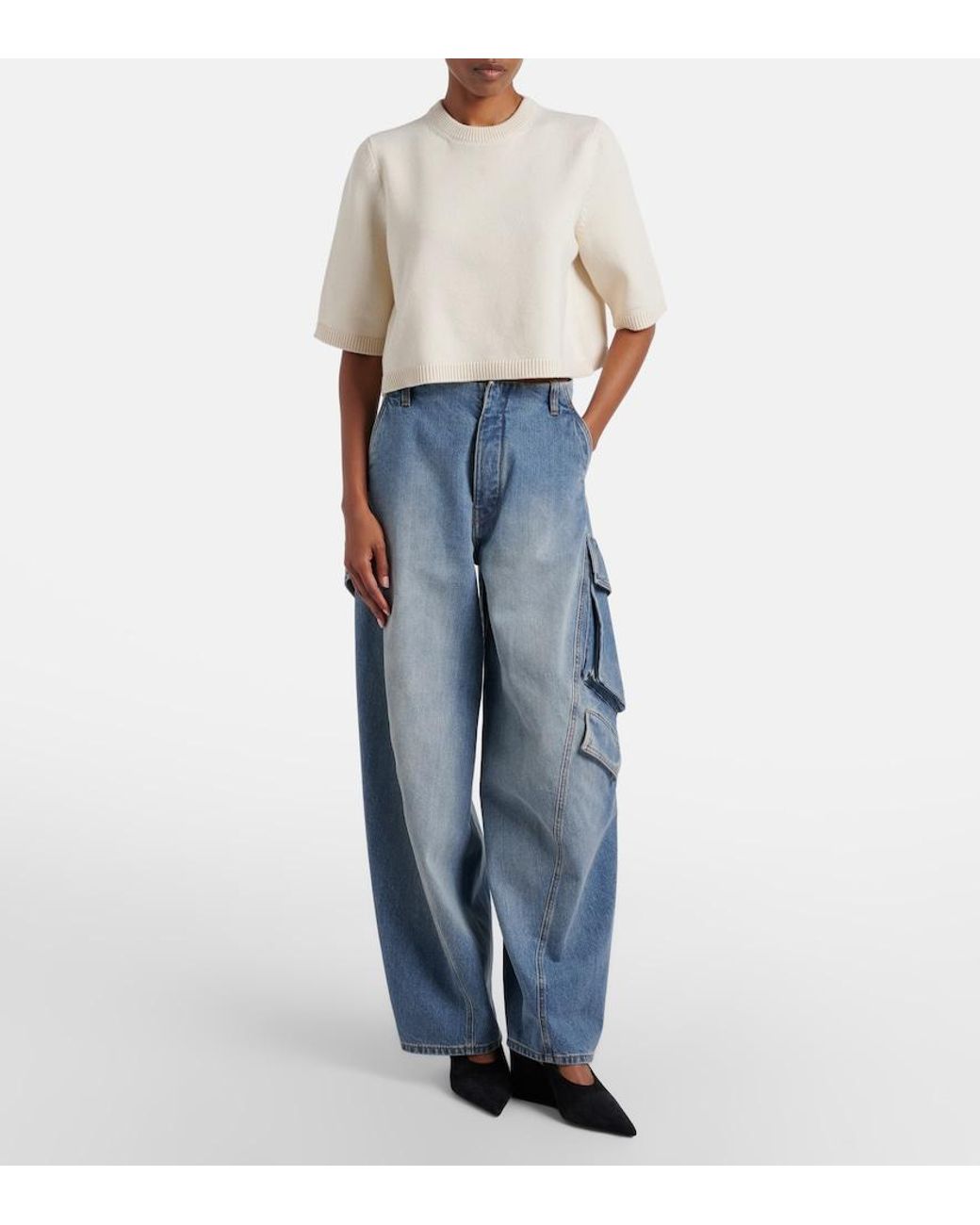Alaïa White Cropped Cashmere And Wool-Blend Sweater