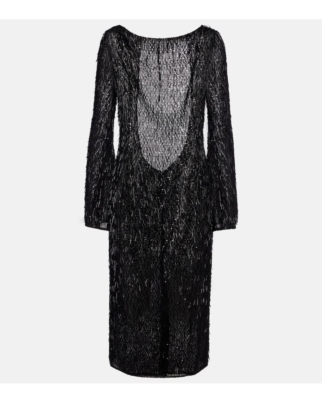 Dolce & Gabbana Black Sequined Midi Dress