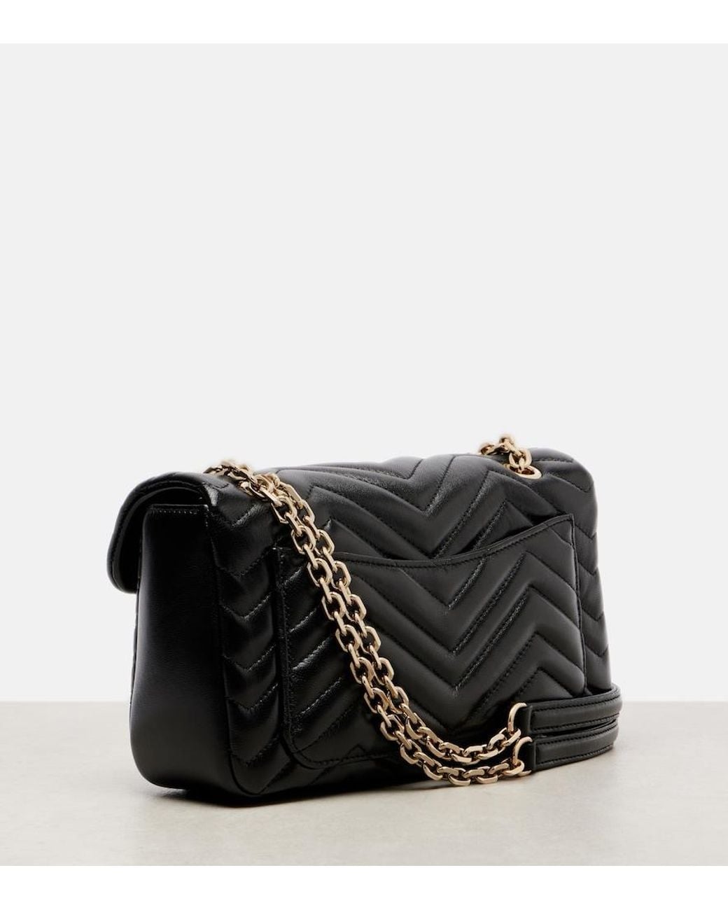 Gucci Black Gg Marmont Medium Leather Shoulder Bag