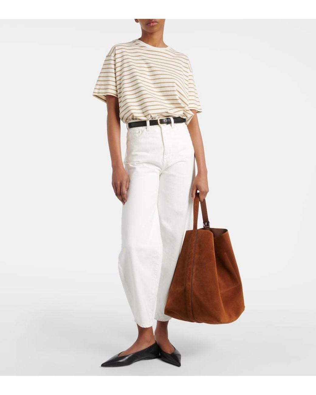 Totême Brown Belted Suede Tote Bag