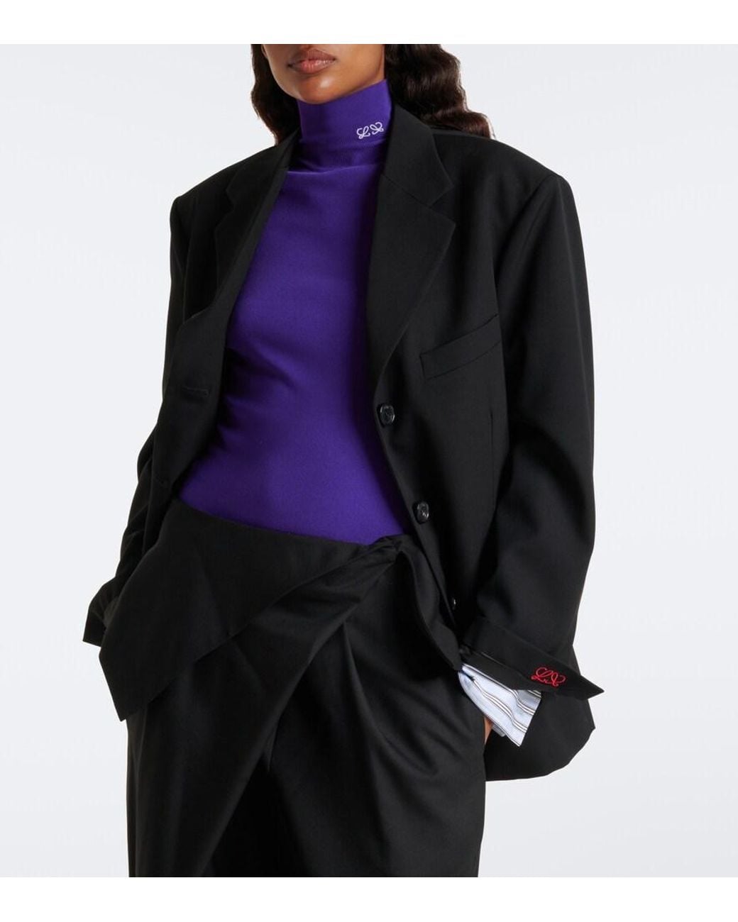 Loewe Black Double L Double-Breasted Wool Blazer