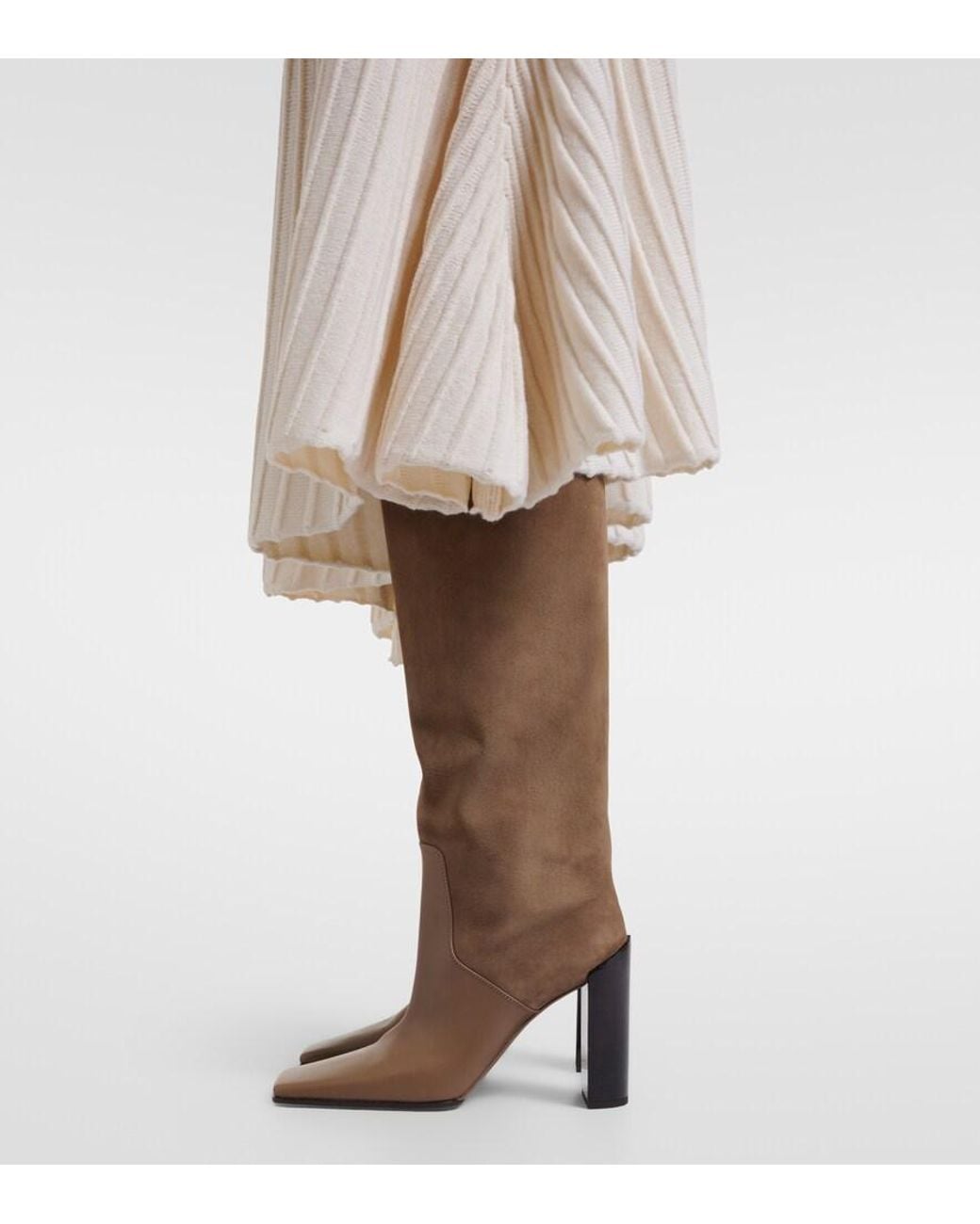 Alaïa Brown Leather Knee-High Boots