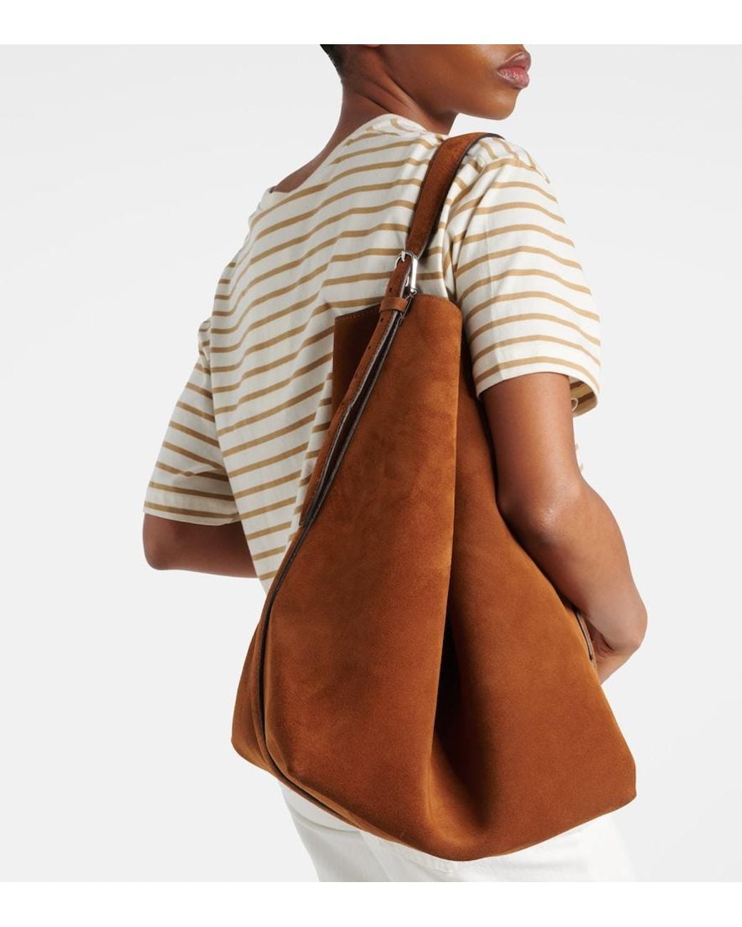 Totême Brown Belted Suede Tote Bag
