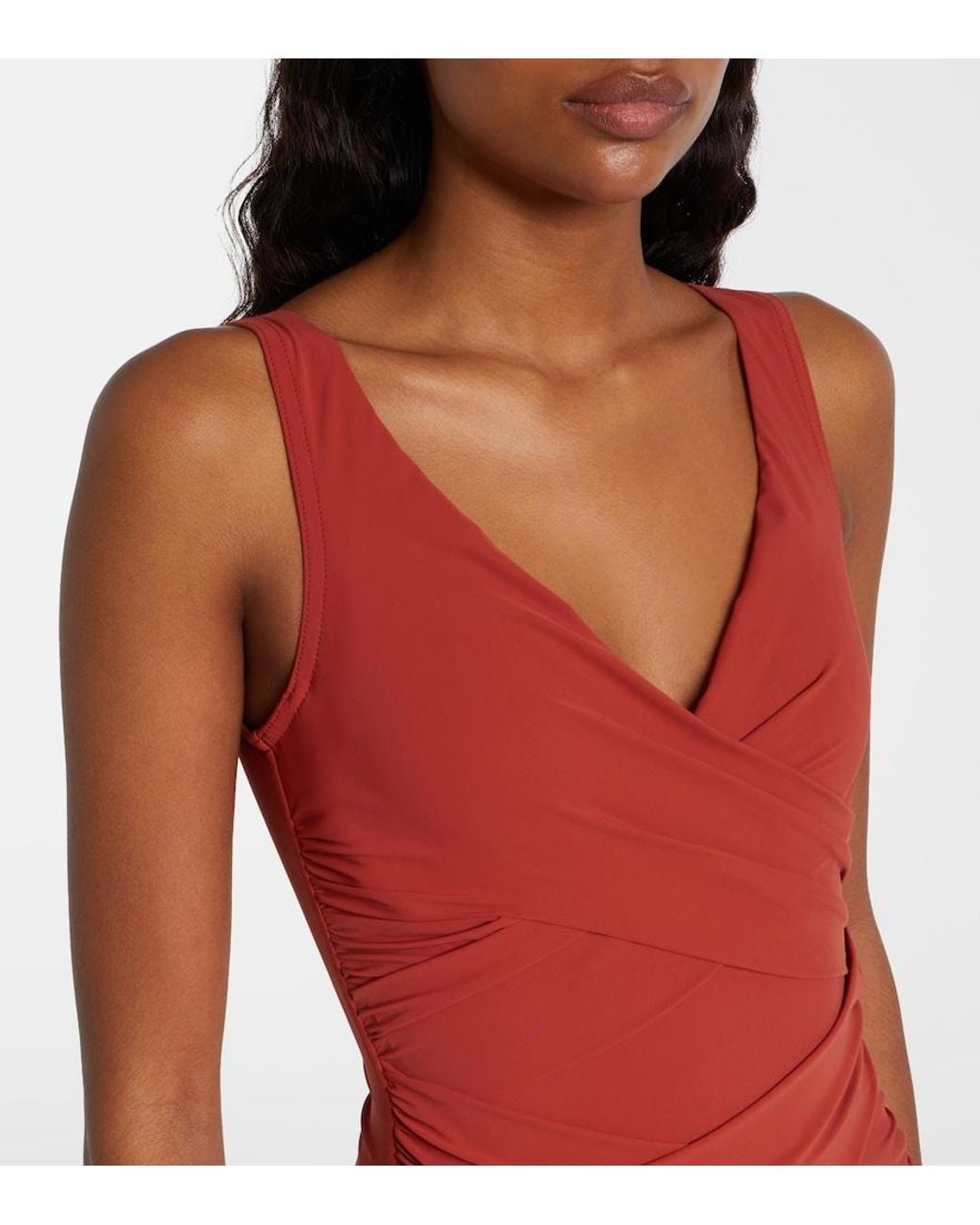 Karla Colletto Red Draped Swimsuit