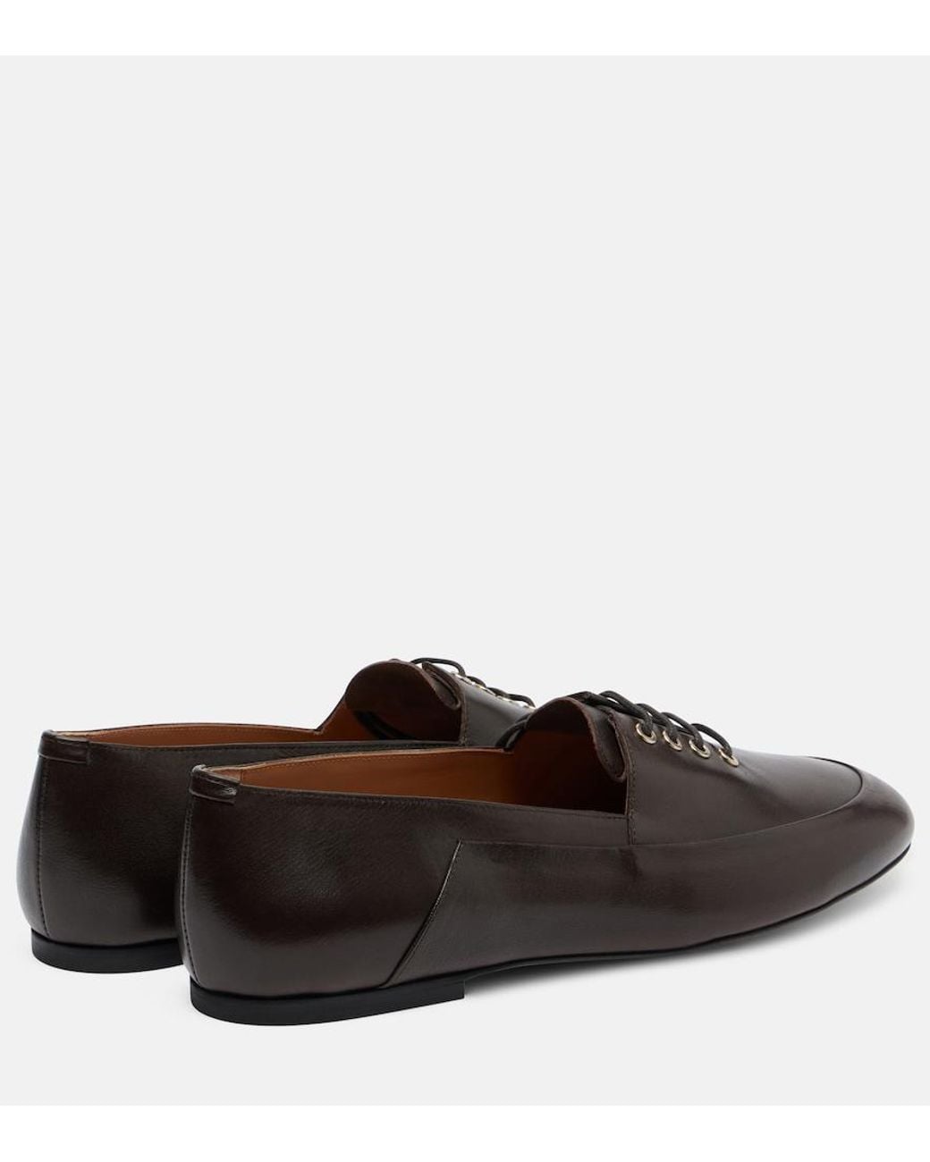 Jil Sander Brown Leather Lace-Up Loafers