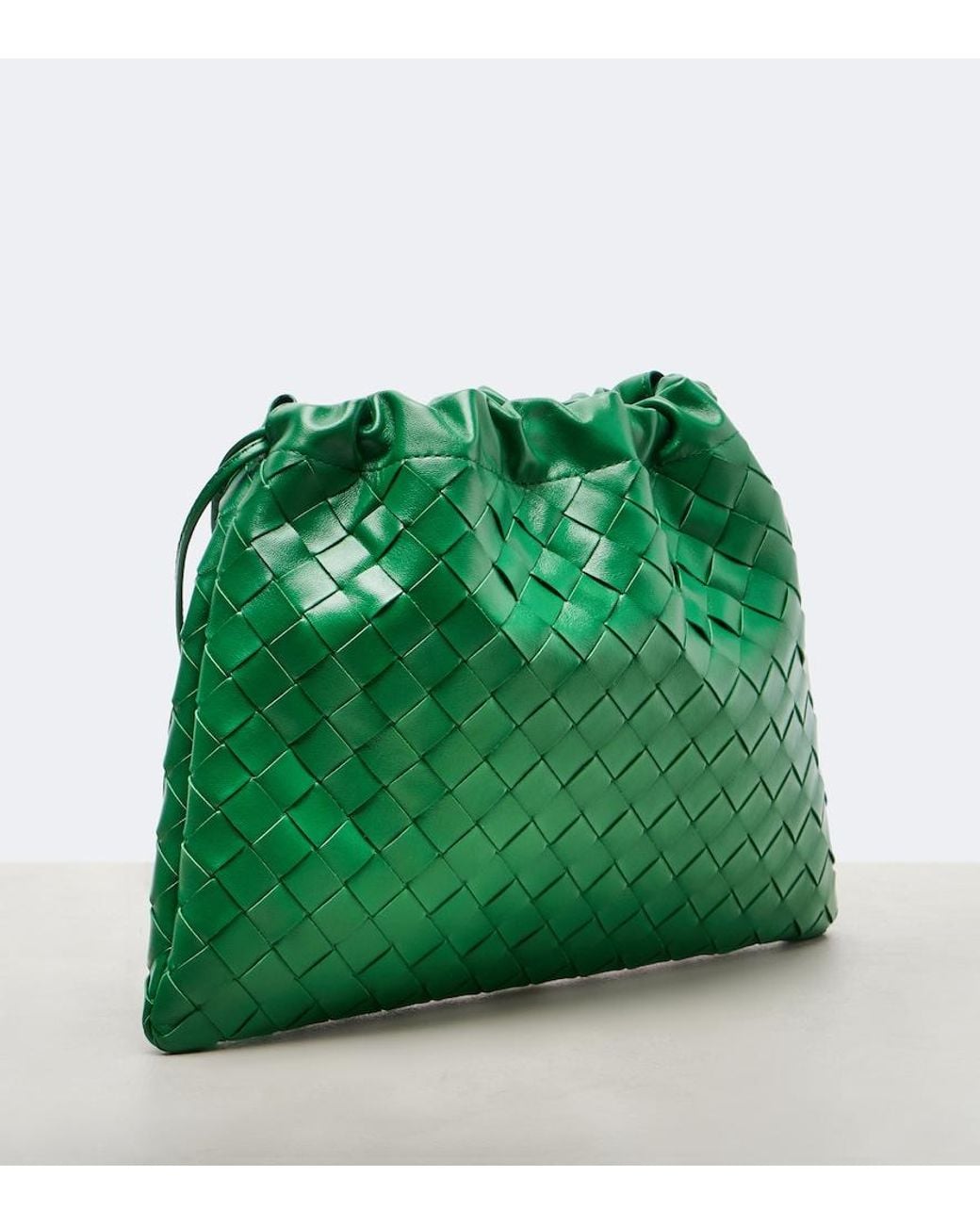 Bottega Veneta Green Intrecciato Medium Leather Pouch