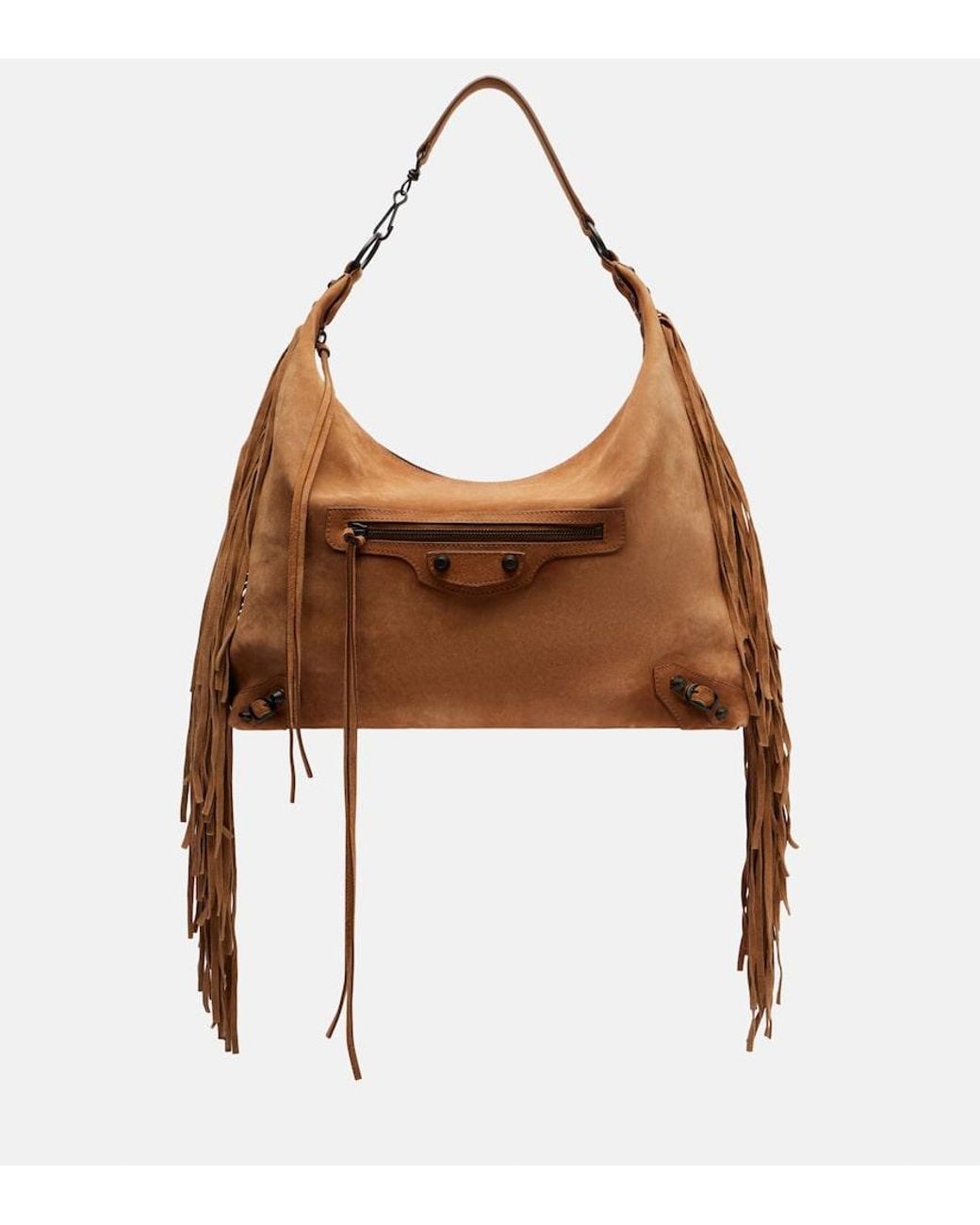 Balenciaga Brown Le City Medium Suede Shoulder Bag