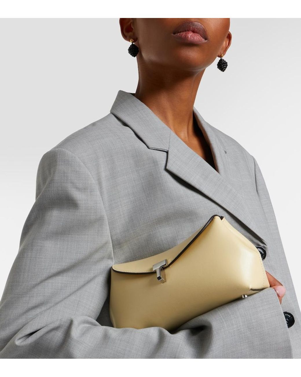 Totême  Natural T-Lock Mini Leather Clutch
