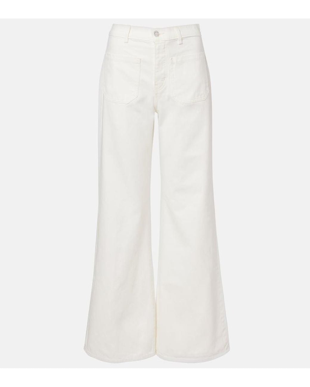 Nili Lotan White Florence High-Rise Flared Jeans