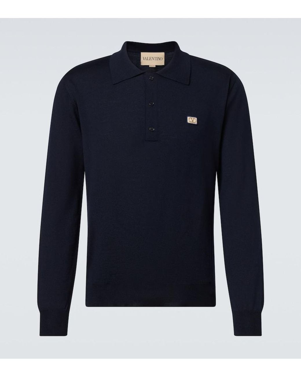 Valentino Garavani Blue Vlogo Virgin Wool Polo Sweater for men