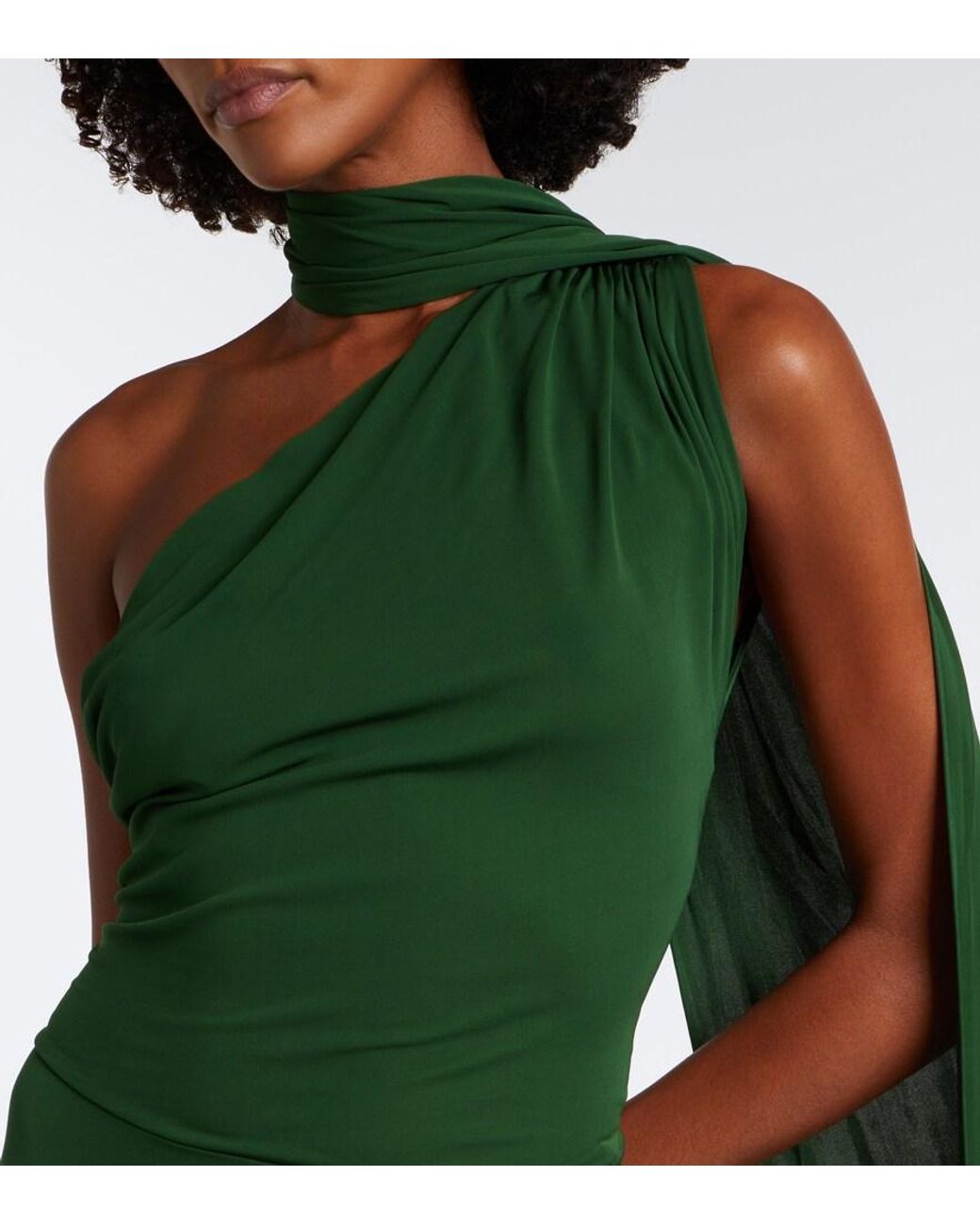Alex Perry Green One-Shoulder Jersey Gown