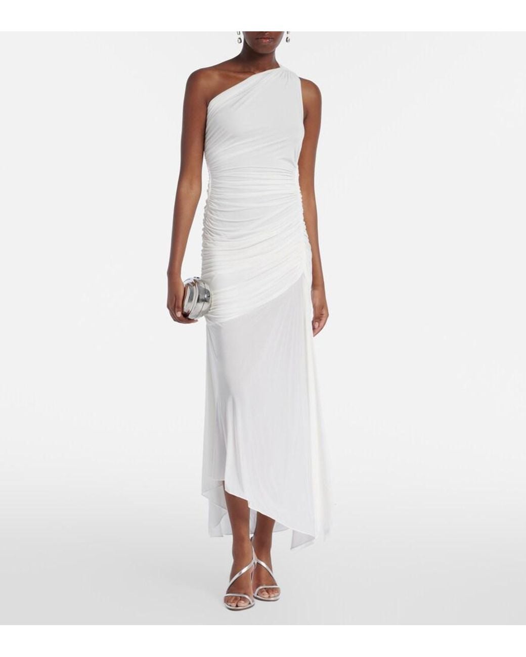 Alex Perry White Gathered Jersey Cocktail Dress