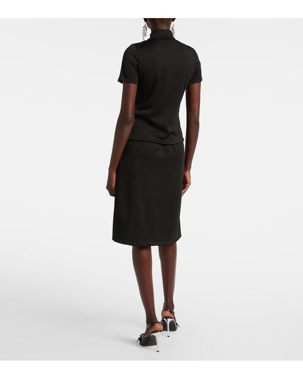 Courreges Black Interlock Logo Zip-Up Jersey Top