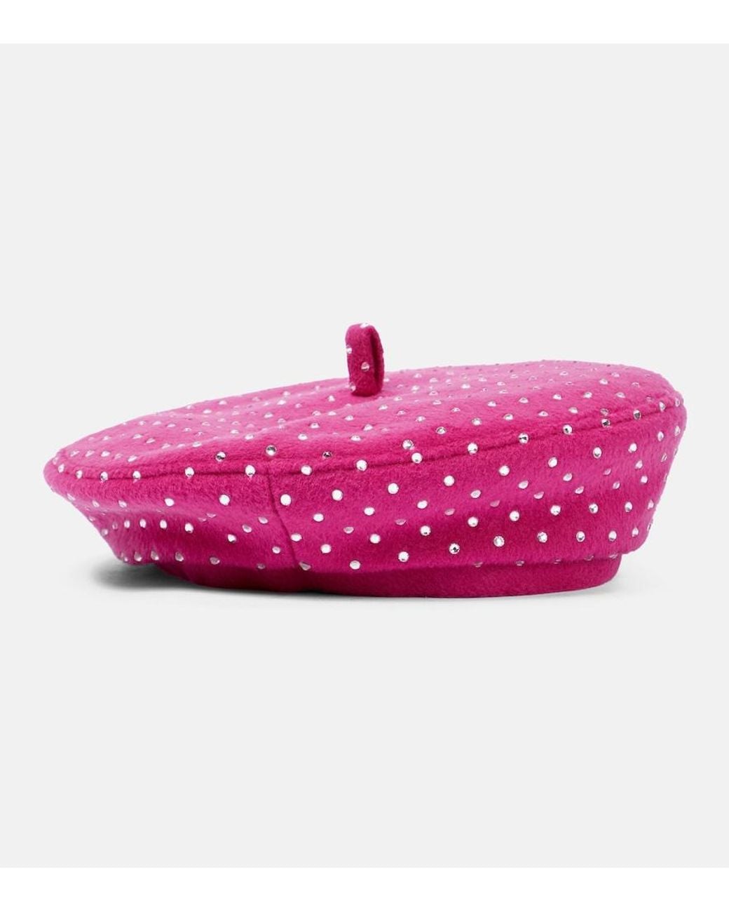 Ruslan Baginskiy Pink Embellished Wool-blend Beret