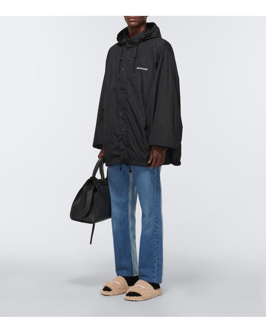 Balenciaga Multicolor Faux-shearling Embroidered Logo Slides for men