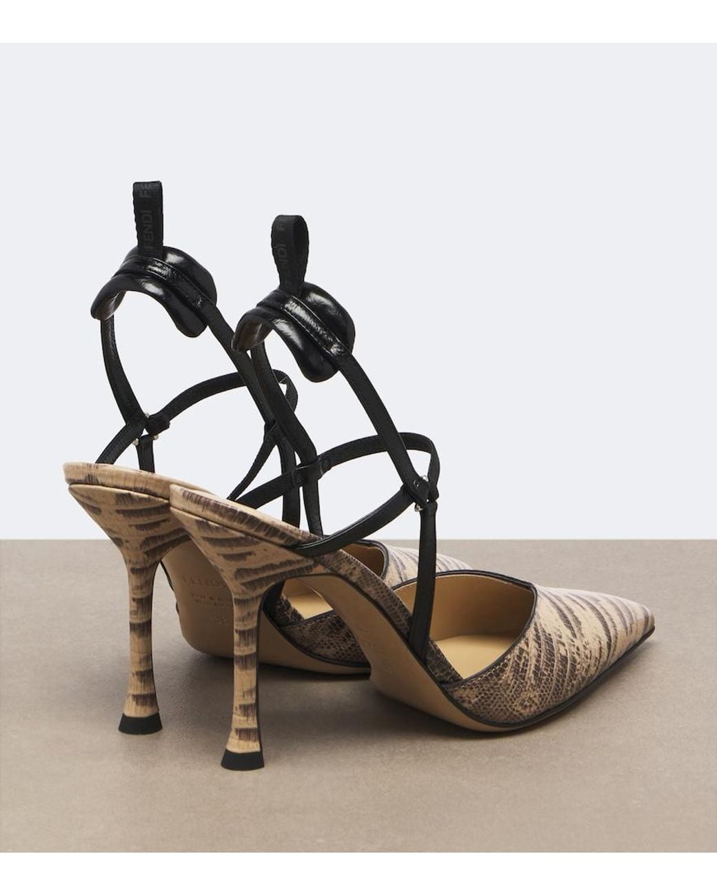 Fendi Metallic Colibri Snake-Effect Leather Slingback Pumps