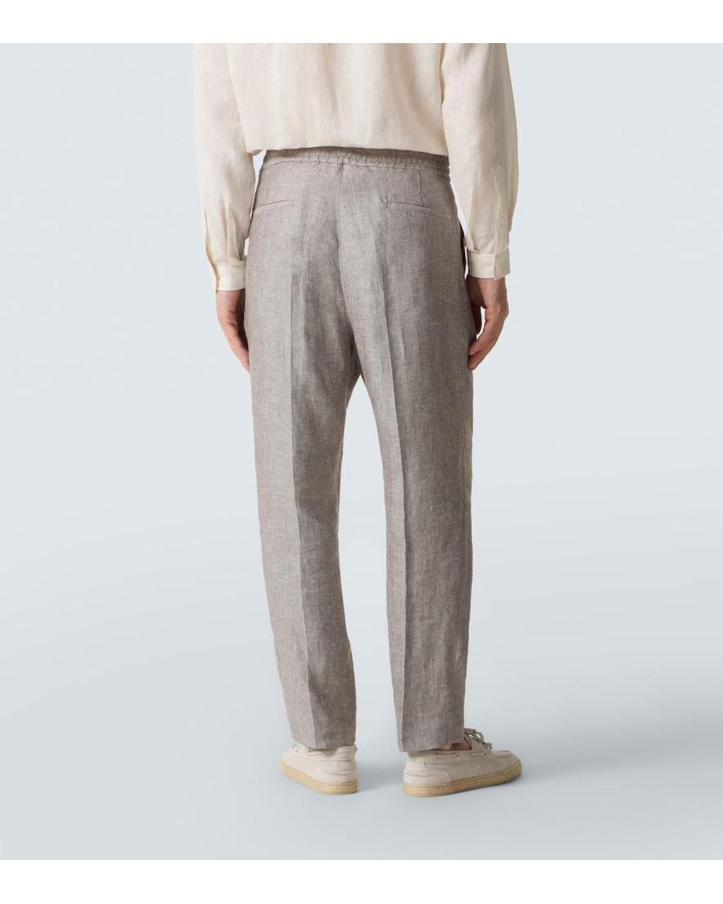 Brunello Cucinelli Gray Hemp And Linen Tapered Pants for men