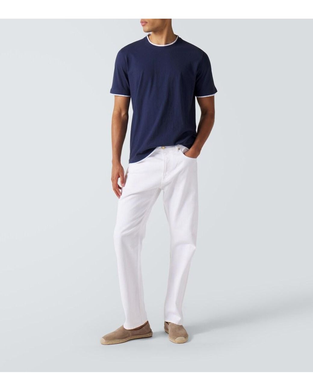 Fedeli Blue Cotton Jersey T-Shirt for men