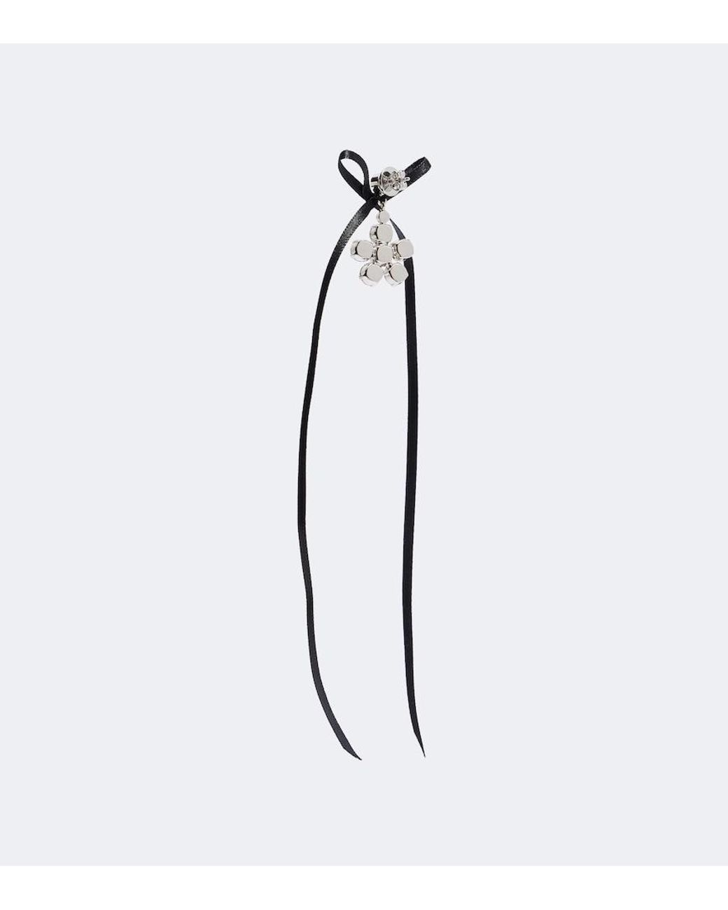 Simone Rocha White Bow-Detail Crystal-Embellished Drop Earrings