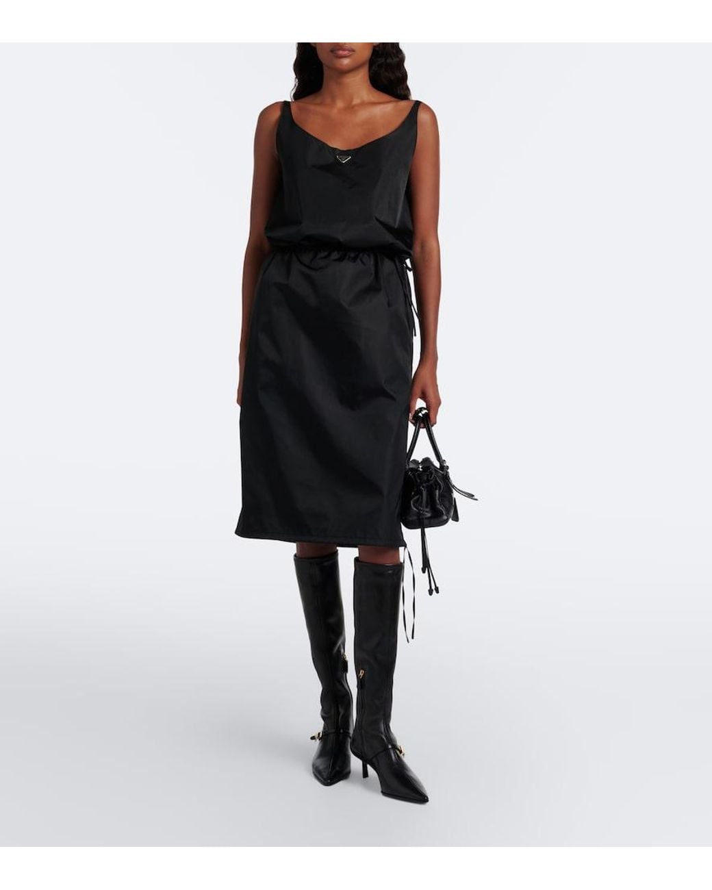 Prada Black Leather Knee-High Boots