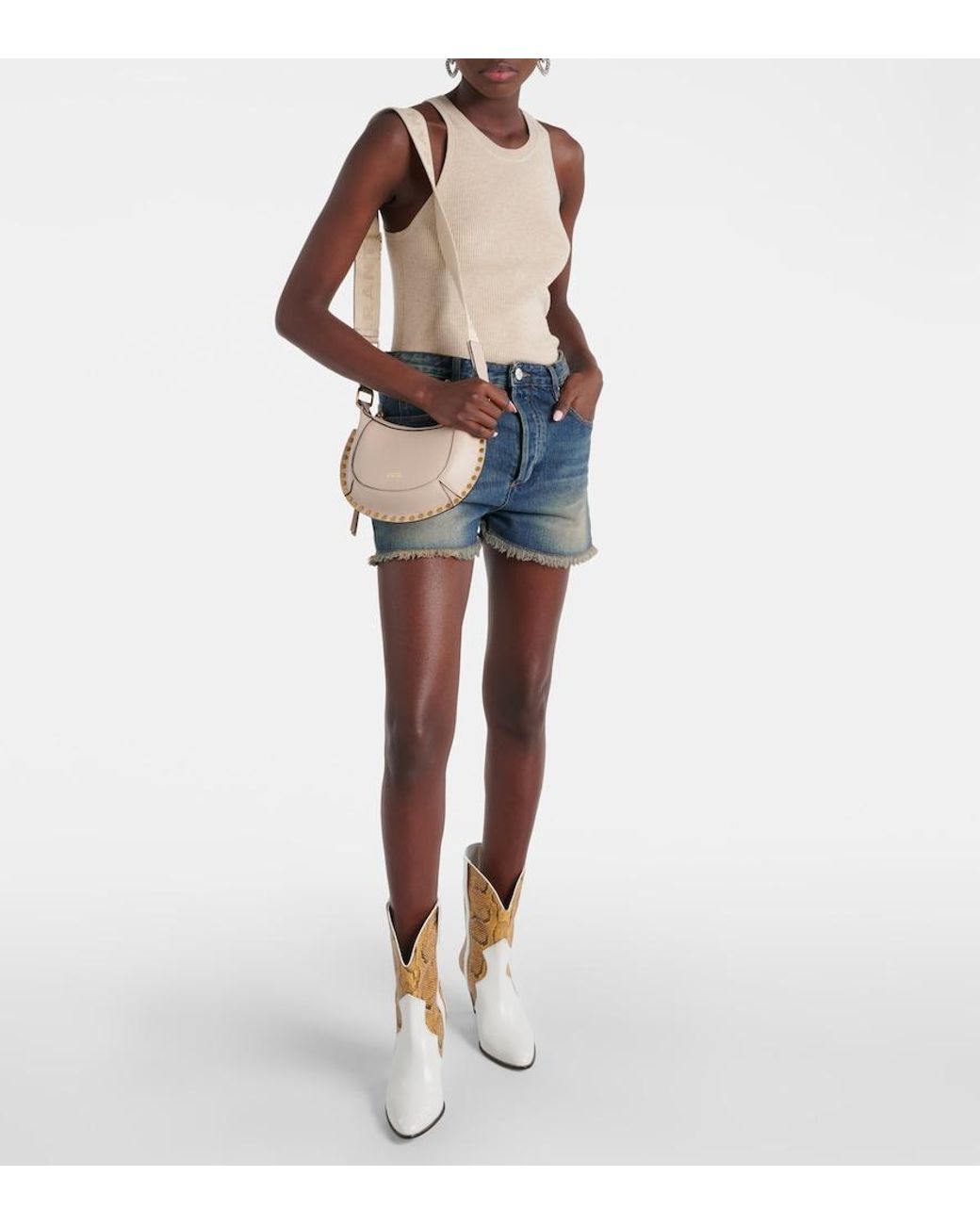 Isabel Marant White Witney Snake-Effect Leather Ankle Boots