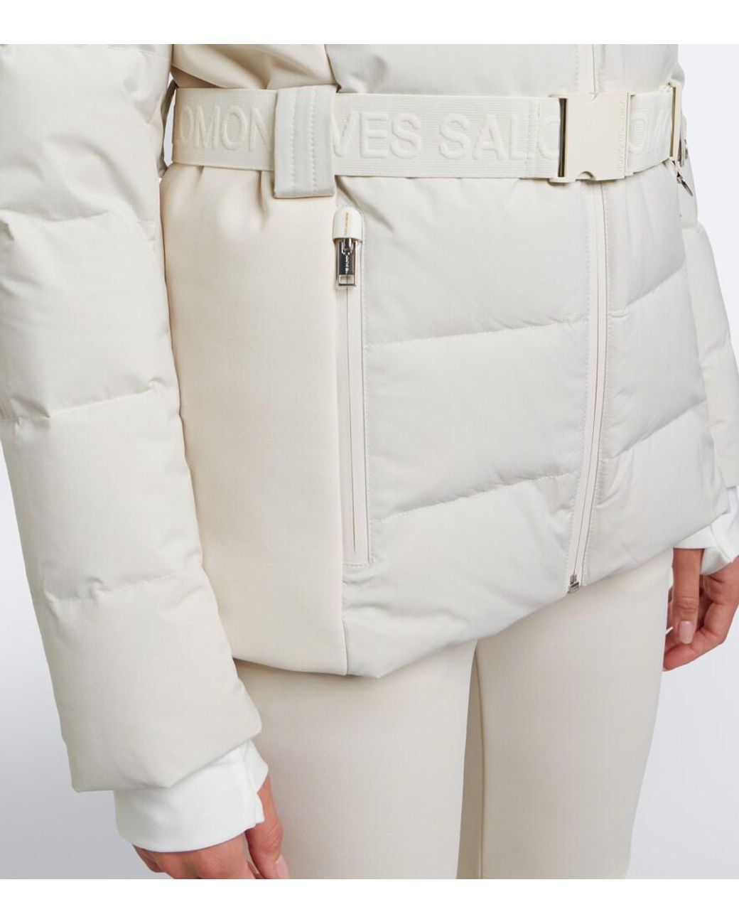 Yves Salomon Natural Belted Shearling-Trimmed Down Ski Jacket