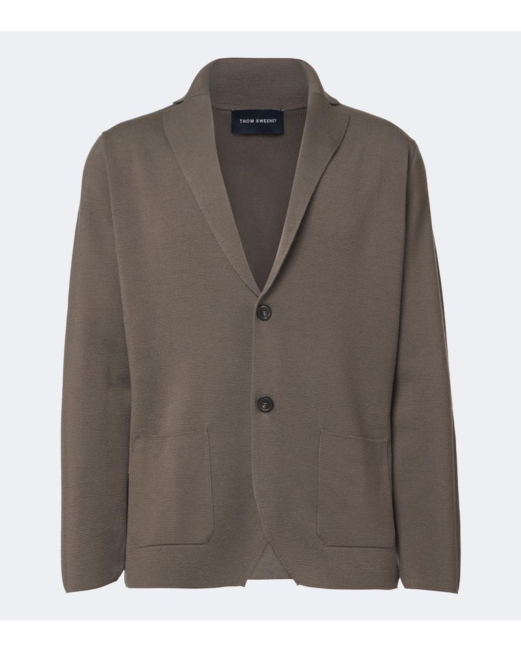 Thom Sweeney Brown Knitted Wool Blazer for men