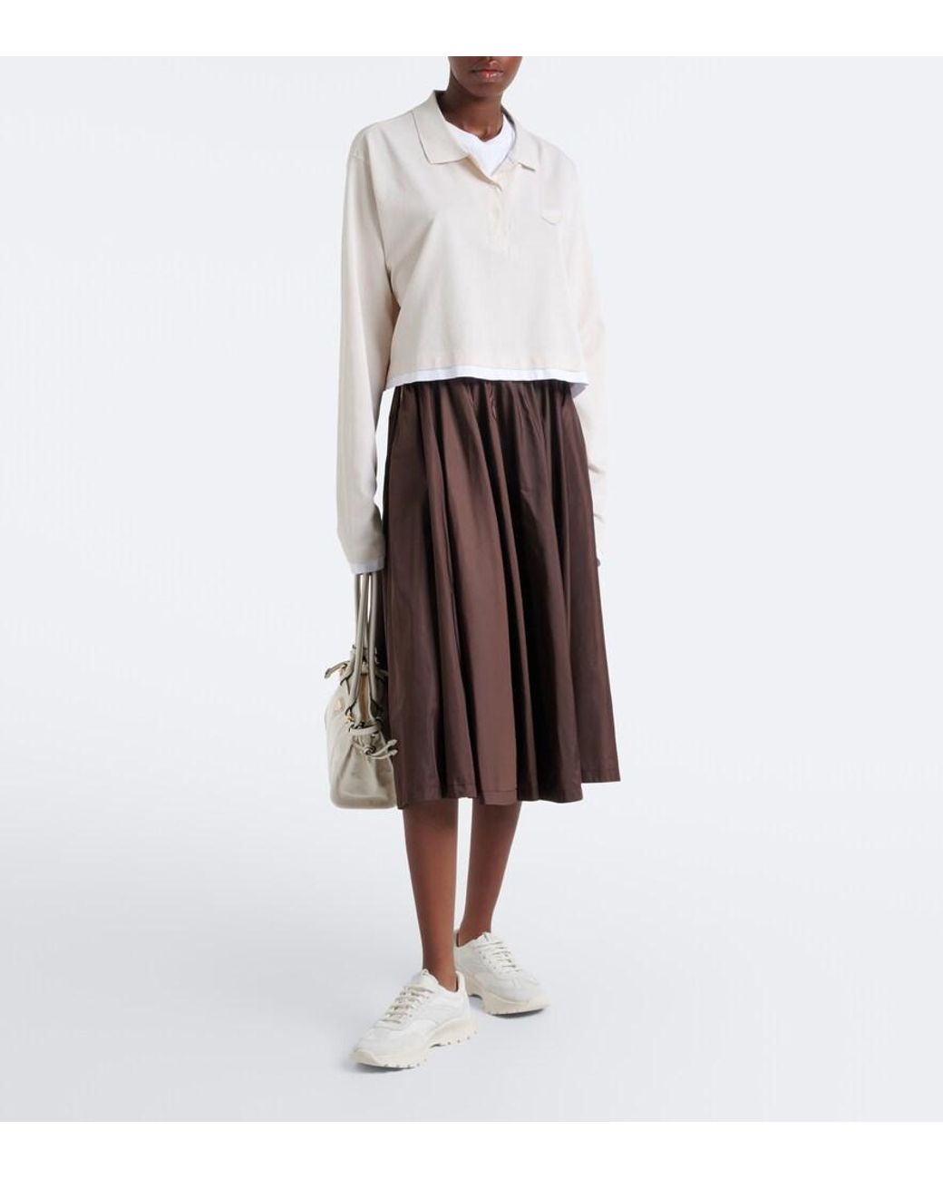 Prada White Suede-Trimmed Sneakers