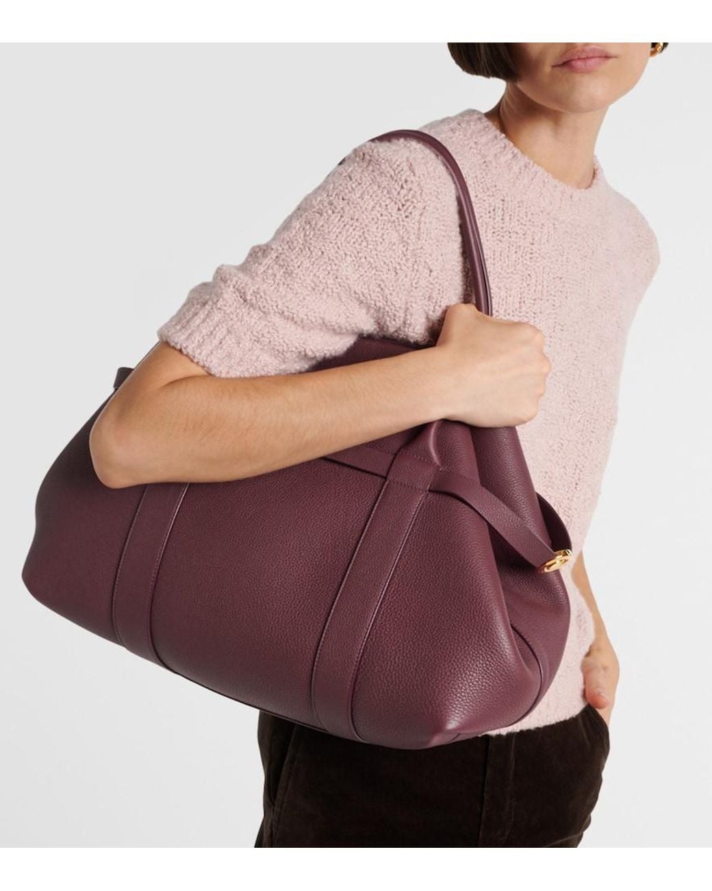 Loro Piana Purple Ghiera Large Leather Tote Bag