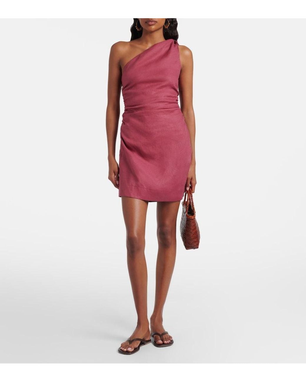 Faithfull The Brand Red Marga Linen Minidress