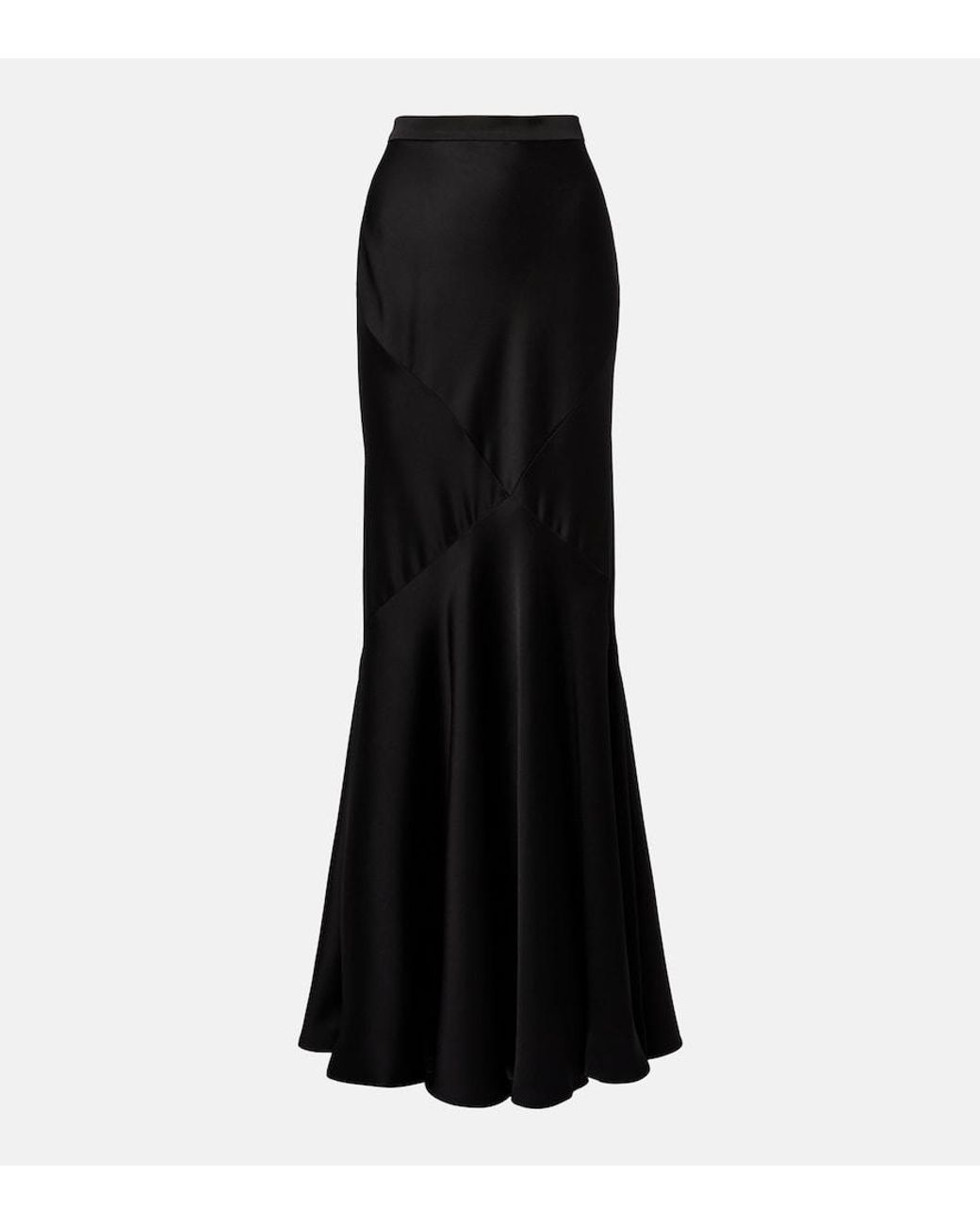 Max Mara Black Acerbo Satin Maxi Skirt